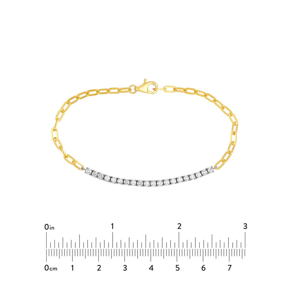 14K Two-Tone Gold 1.00 Carat Paper Clip and Tennis Bracelet