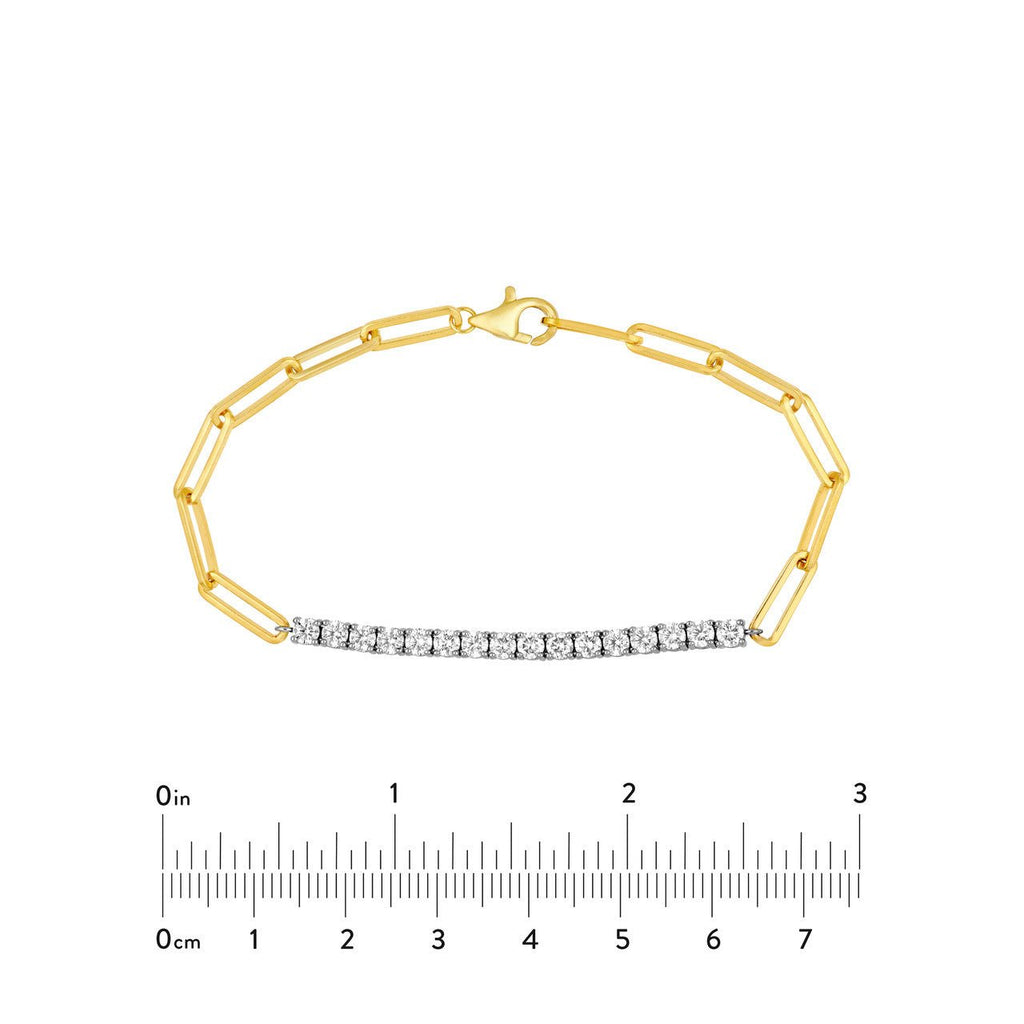 14K Two Tone Gold Thick Carat Paper Clip and Tennis Bracelet