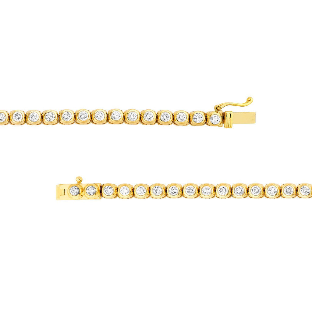 14K Gold Diamond Bezel Tennis Necklace