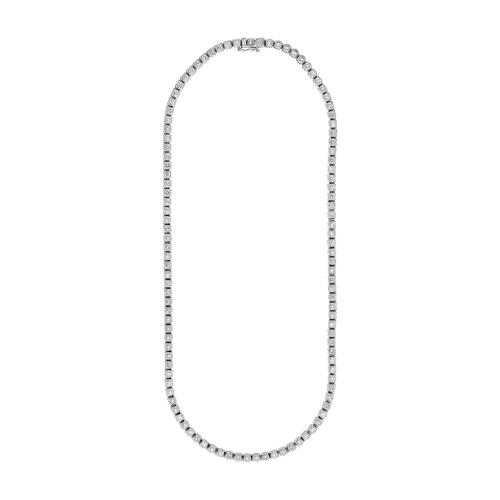 14K Gold Diamond Bezel Tennis Necklace