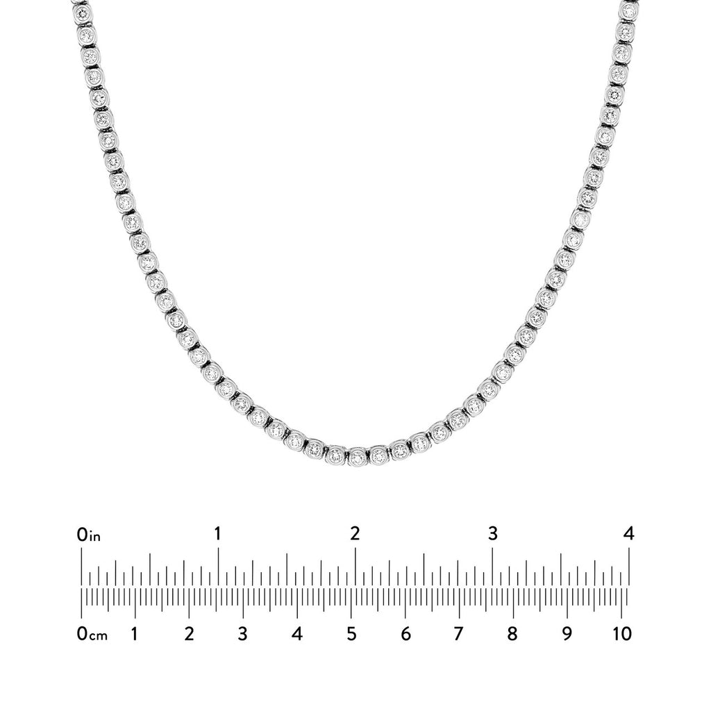 14K Gold Diamond Bezel Tennis Necklace