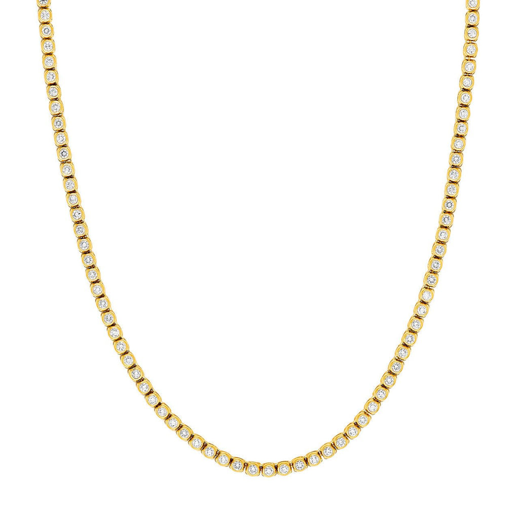 14K Gold Diamond Bezel Tennis Necklace