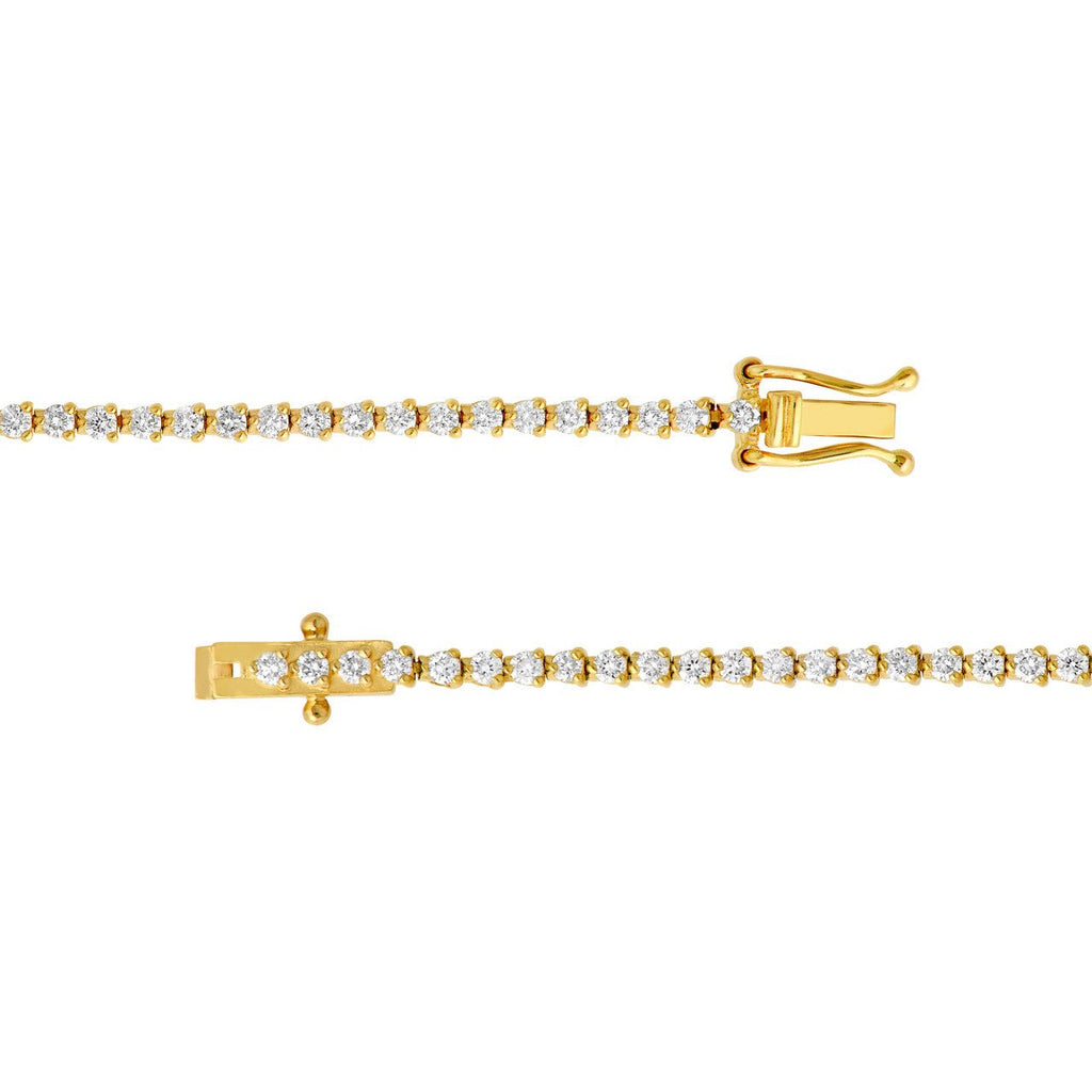 14K Gold 1.60 Carat Natural Diamond Three Prong Tennis Bracelet