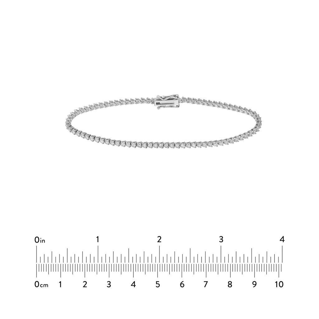 14K Gold 1.60 Carat Natural Diamond Three Prong Tennis Bracelet