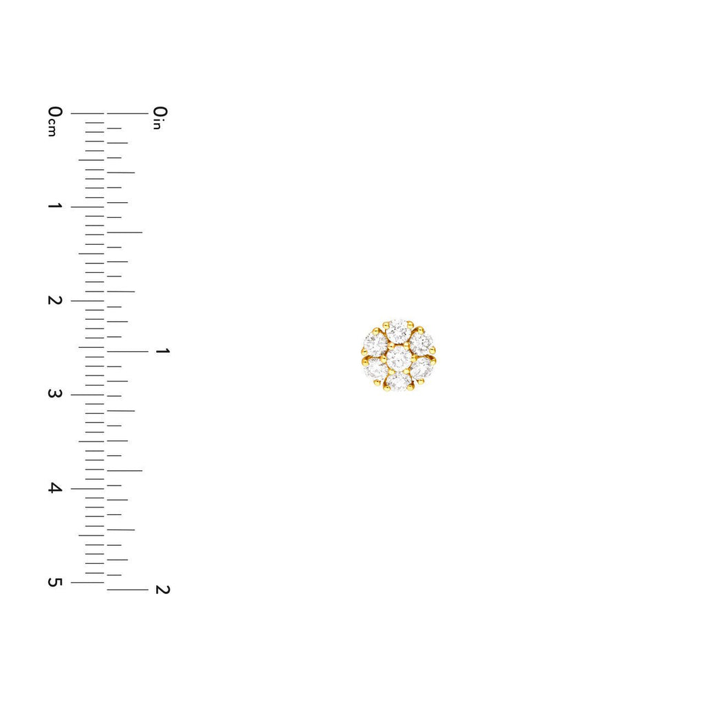 14K Gold 1.00 Carat Natural Diamond Cluster Stud Earrings