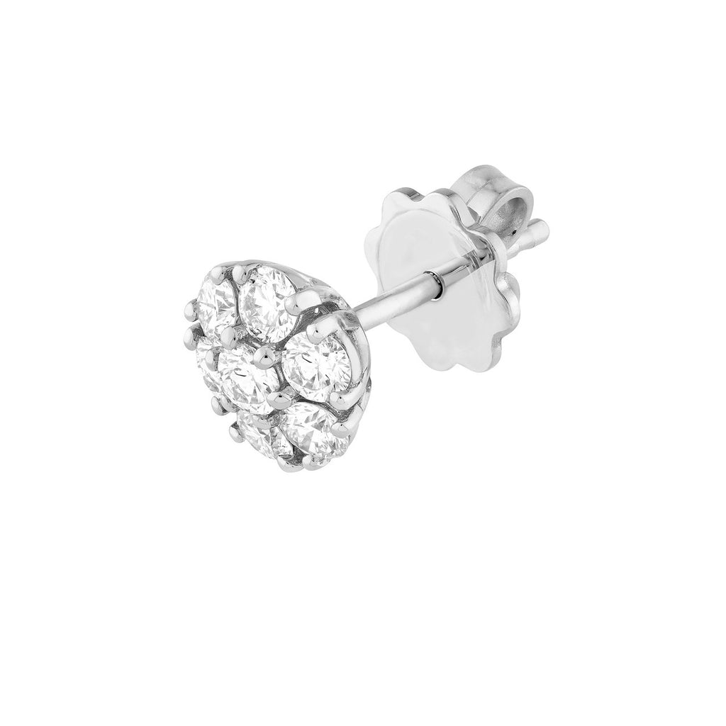 14K Gold 1.00 Carat Natural Diamond Cluster Stud Earrings