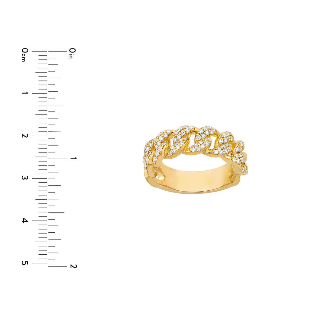 14K Gold Diamond Cuban Linked Band