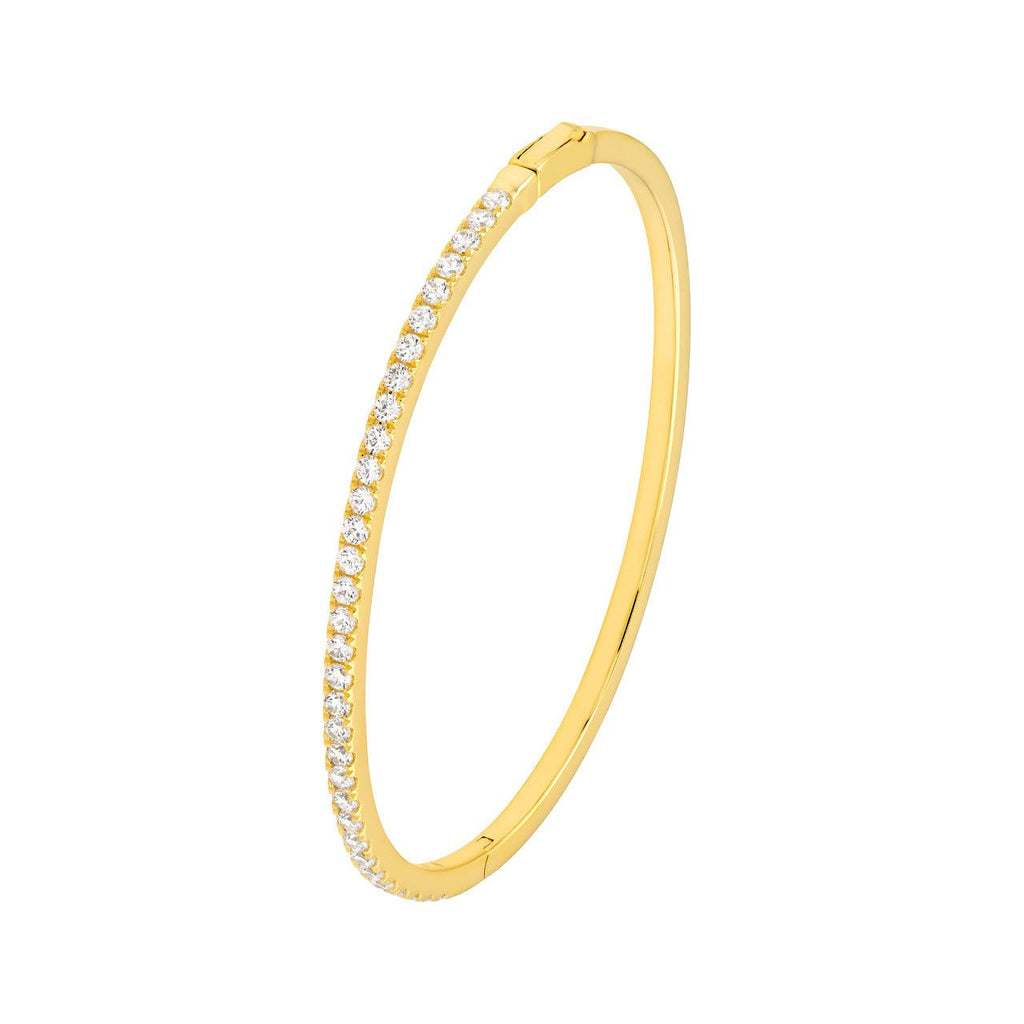 14K Gold 1.40 Carat Diamond Prong Set Bangle Bracelet