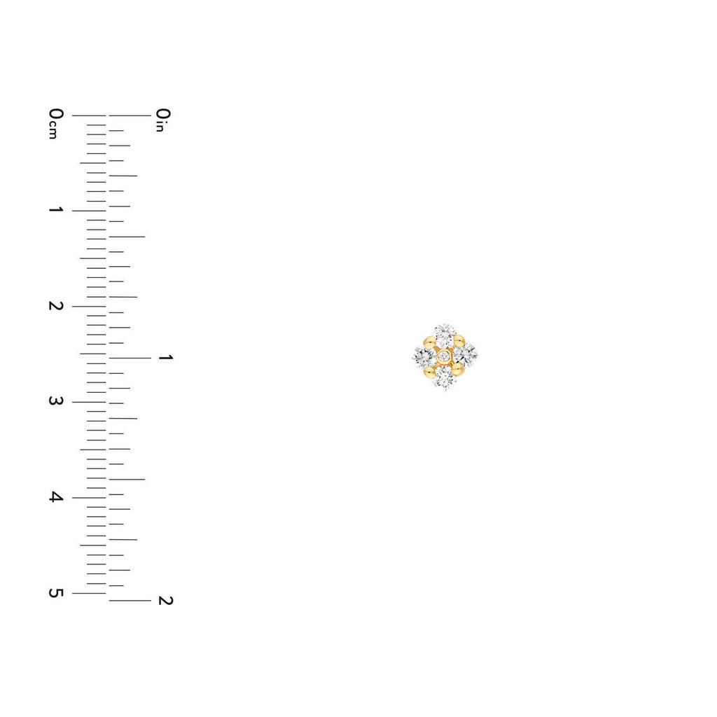 14K Gold 2.5MM Diamond Flower Cluster Stud Earrings