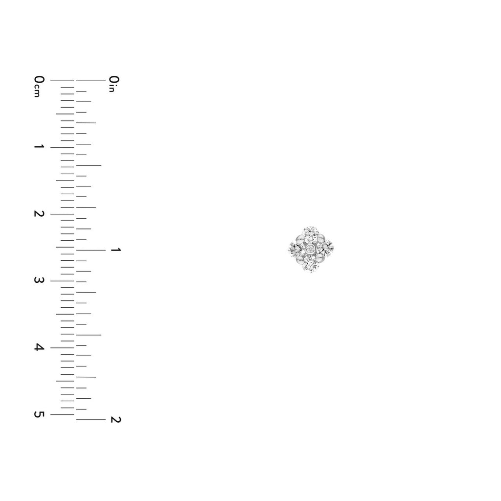14K Gold 2.5MM Diamond Flower Cluster Stud Earrings