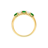 14K Gold 3.5MM 5 Stone Emerald and Diamond Band