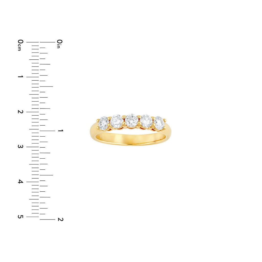 14K Gold 5 Stone Diamond Band