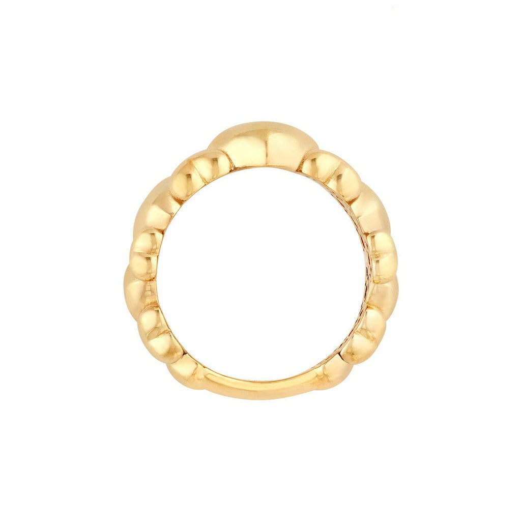 14K Gold Alternating Puffy Hearts Band