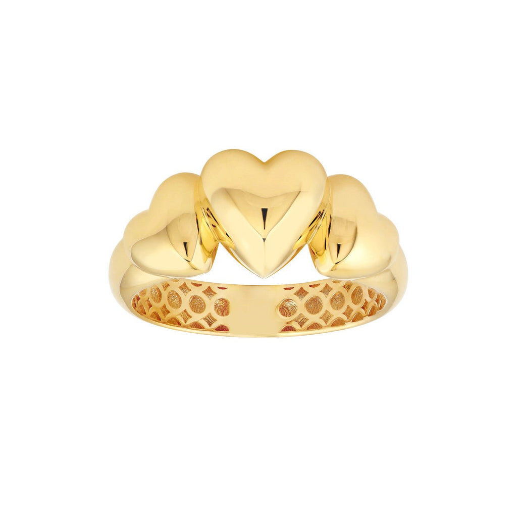 14K Gold Triple Hearts Band
