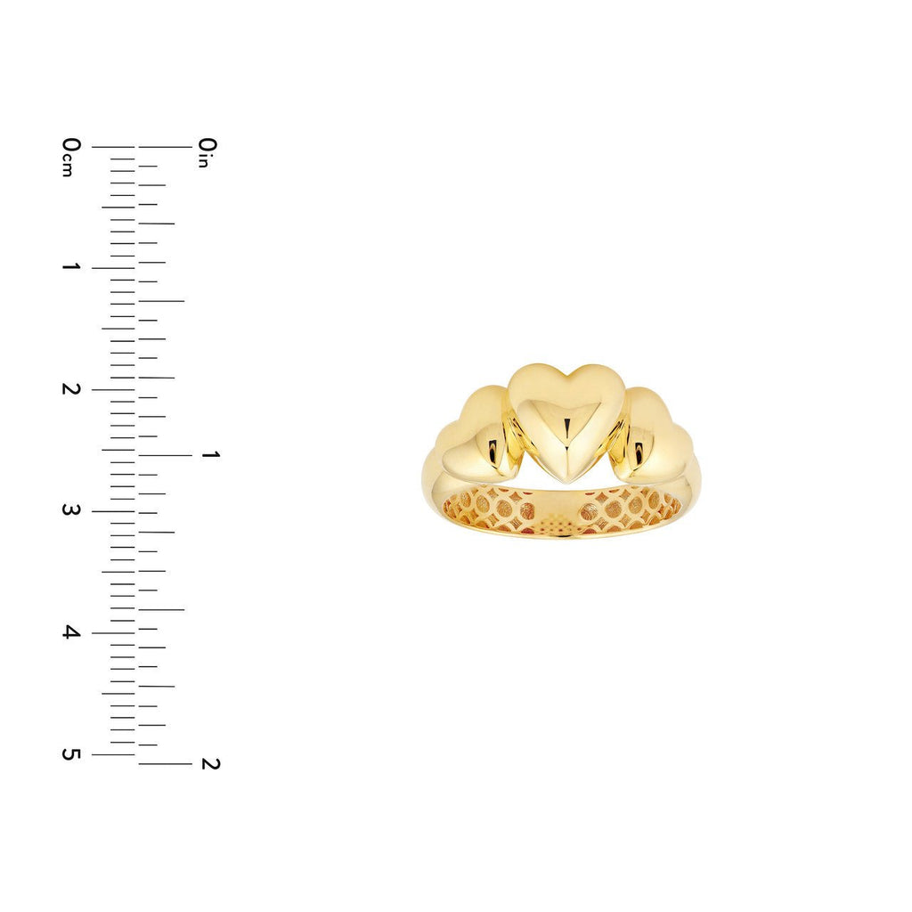 14K Gold Triple Hearts Band