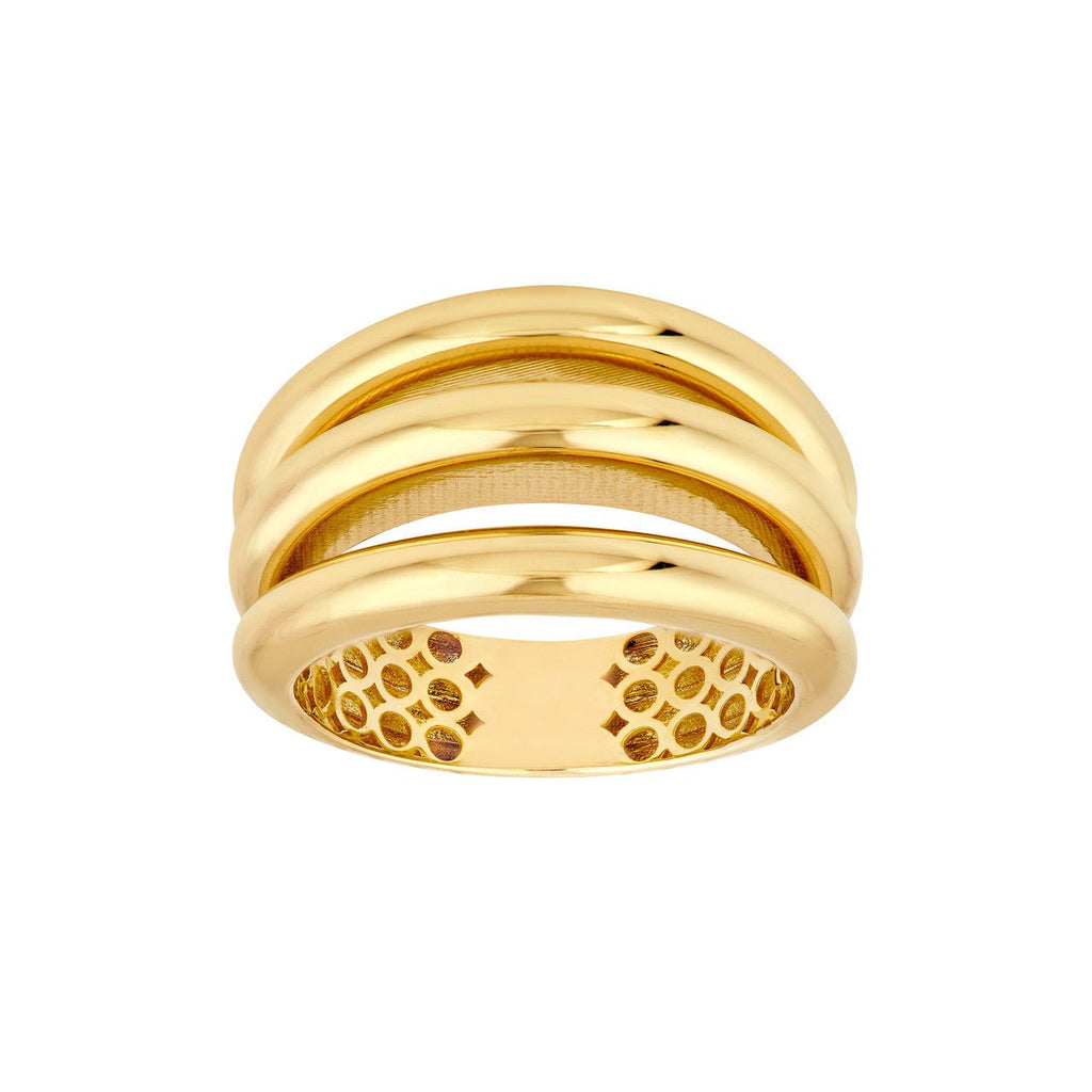 14K Gold Three Row Cuff Ring