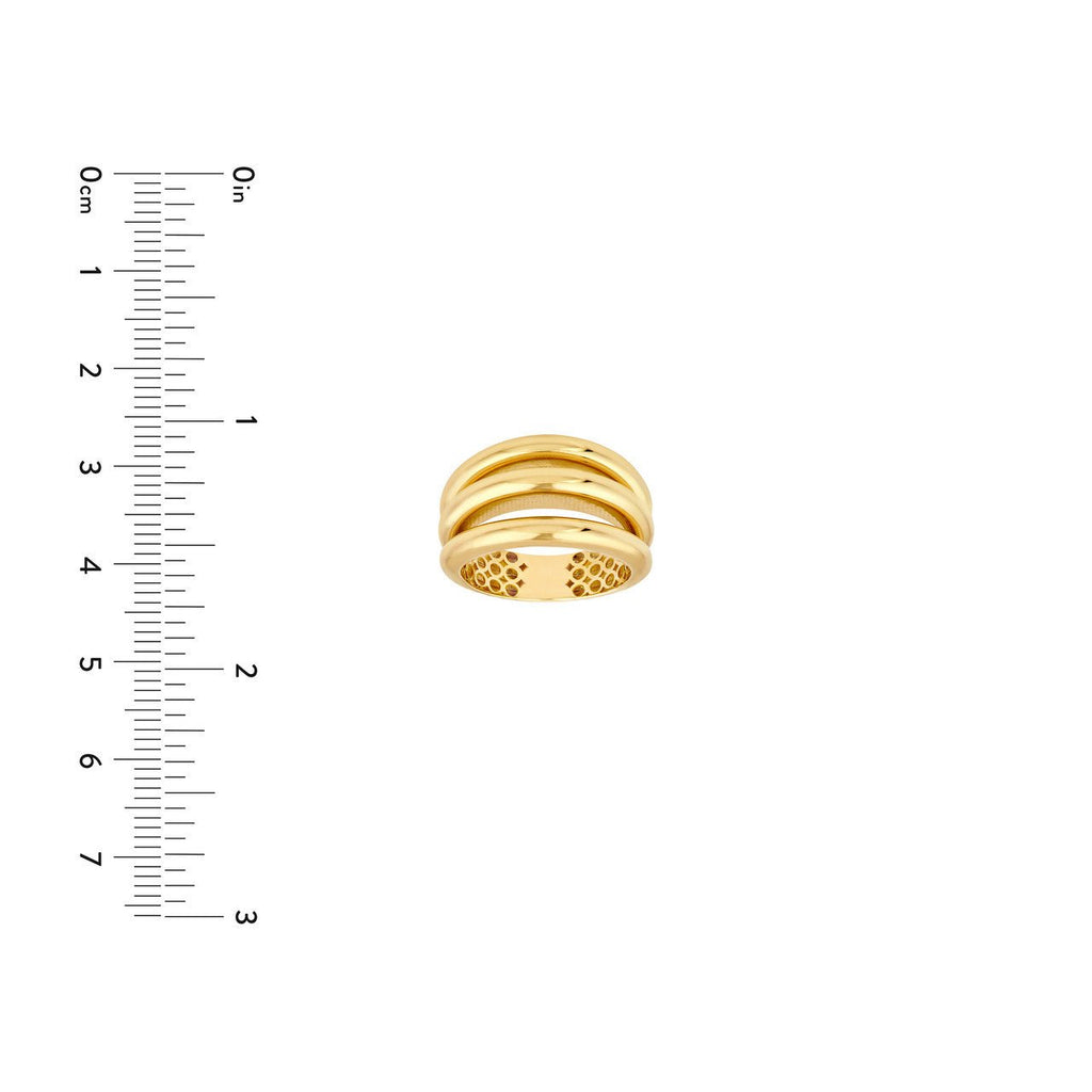 14K Gold Three Row Cuff Ring