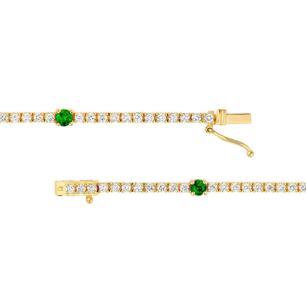 14K Gold Emerald Station Tennis Bracelet