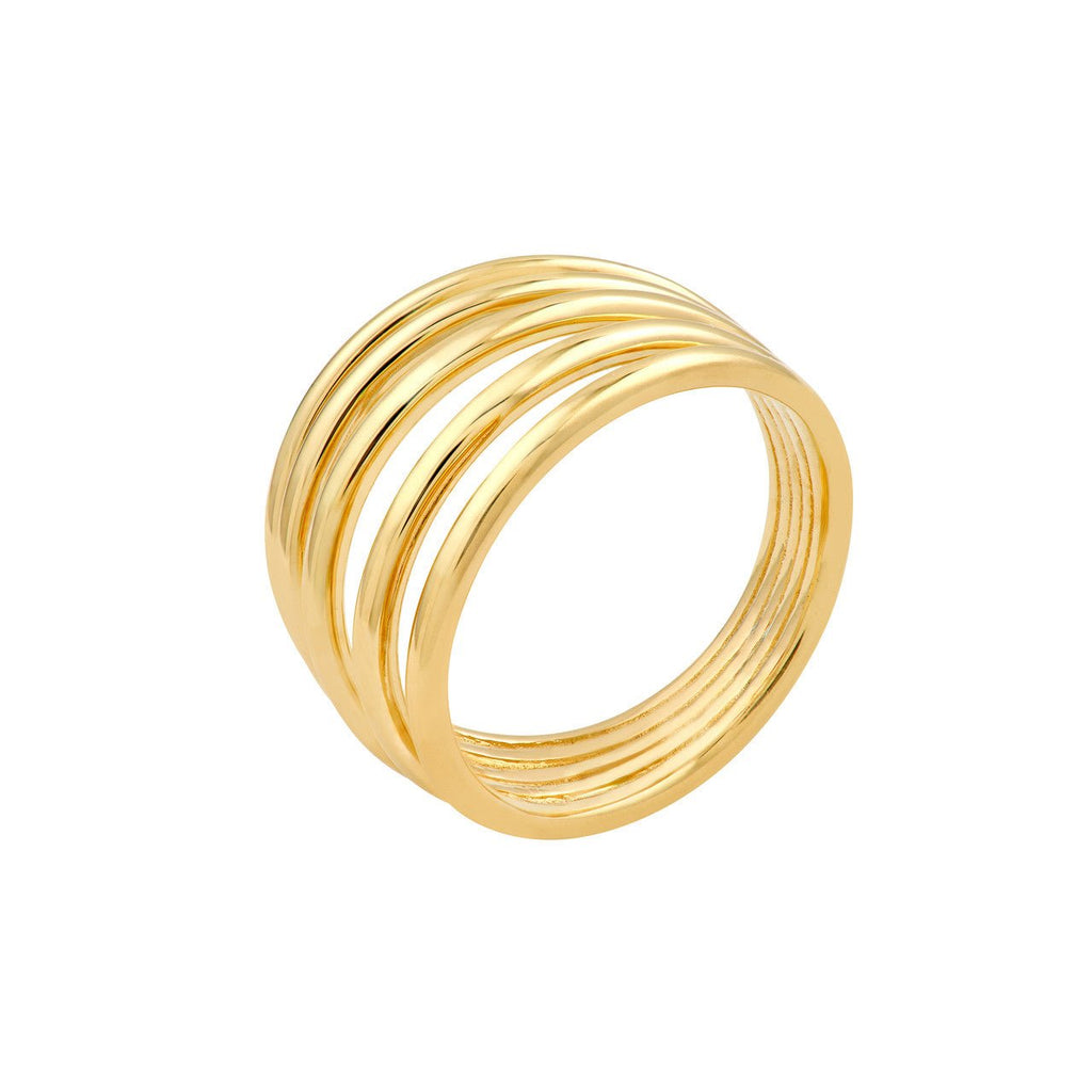 14K Gold Five Row Cuff Ring