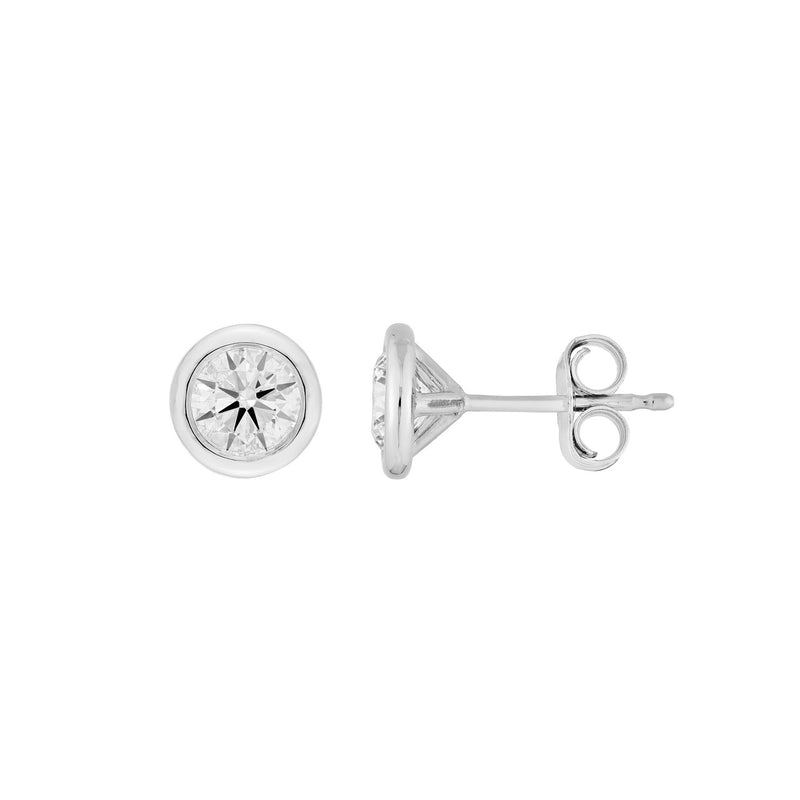 14K Gold Diamond Martini Bezel Stud Earrings