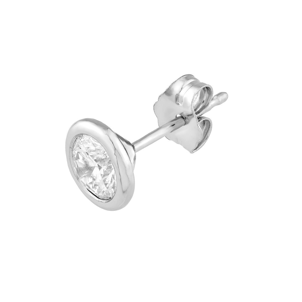 14K Gold Diamond Martini Bezel Stud Earrings