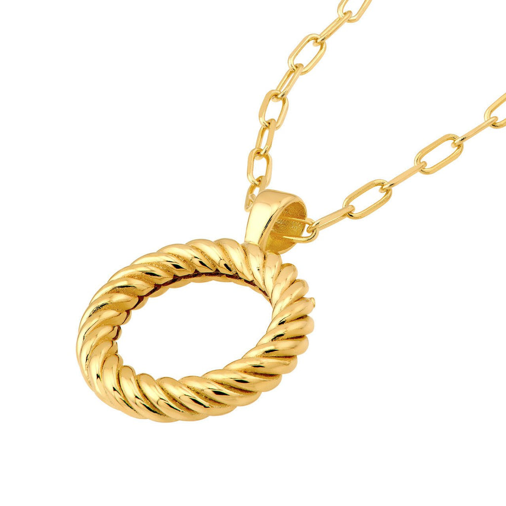 14K Gold Rope Circle Pendant