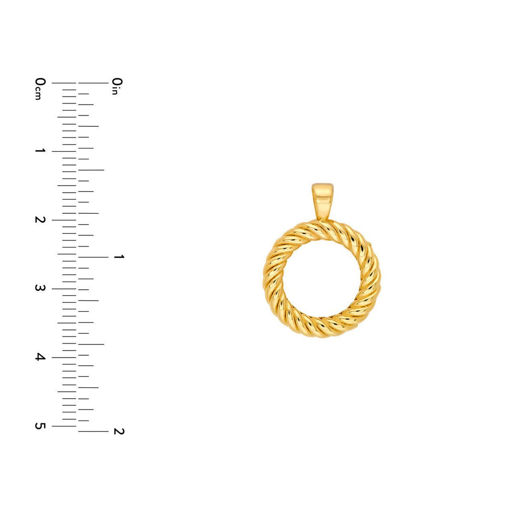 14K Gold Rope Circle Pendant