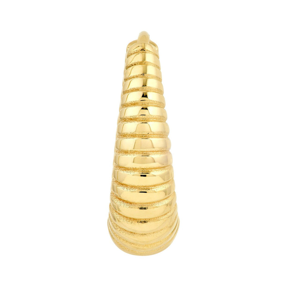 14K Gold Graduated Ribbed Oval Hoop Earrings