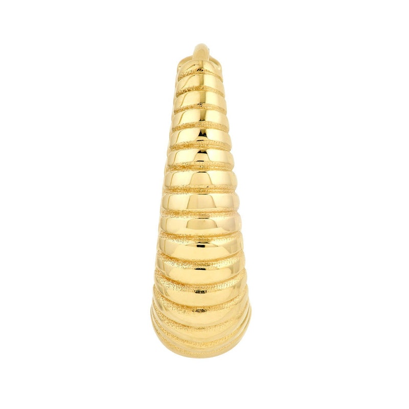 14K Gold Graduated Ribbed Oval Hoop Earrings