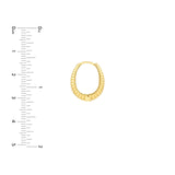 14K Gold Graduated Ribbed Oval Hoop Earrings