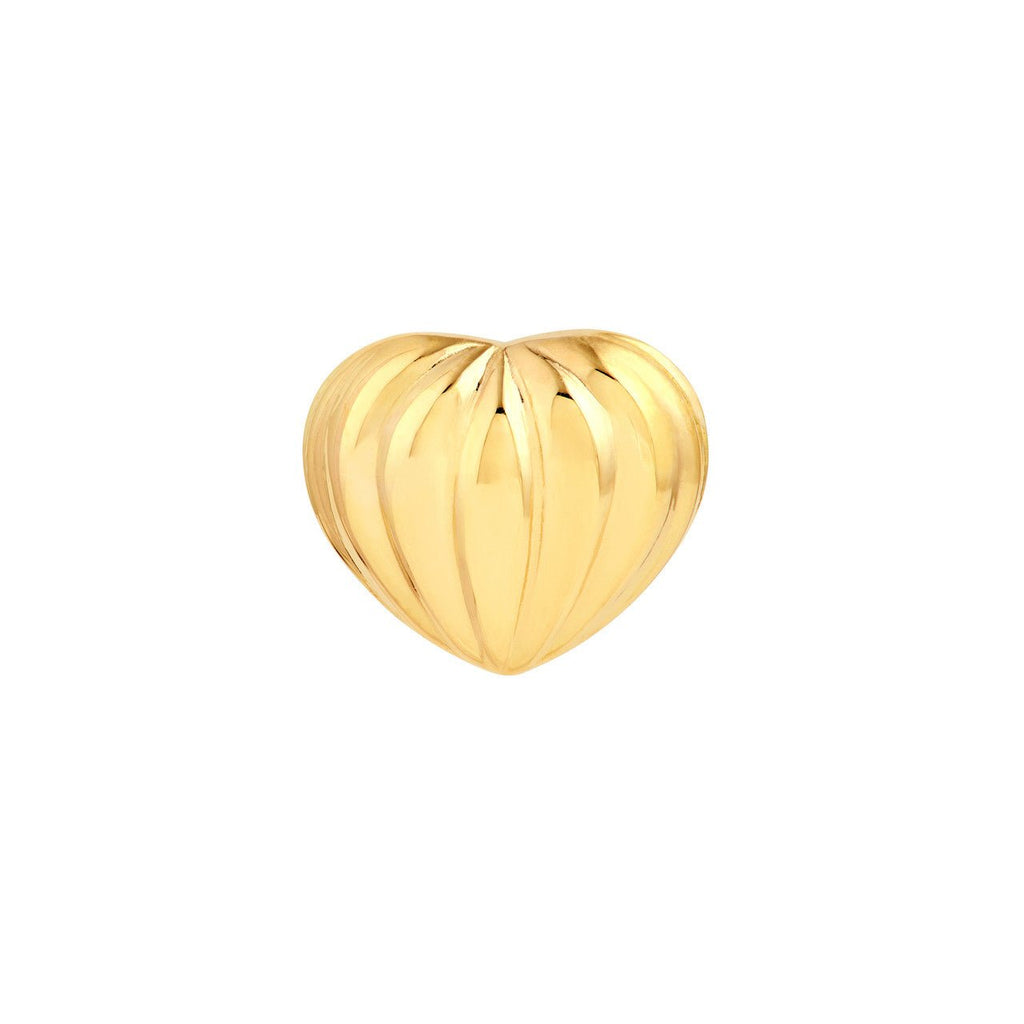 14K Gold Fluted Heart Stud Earrings