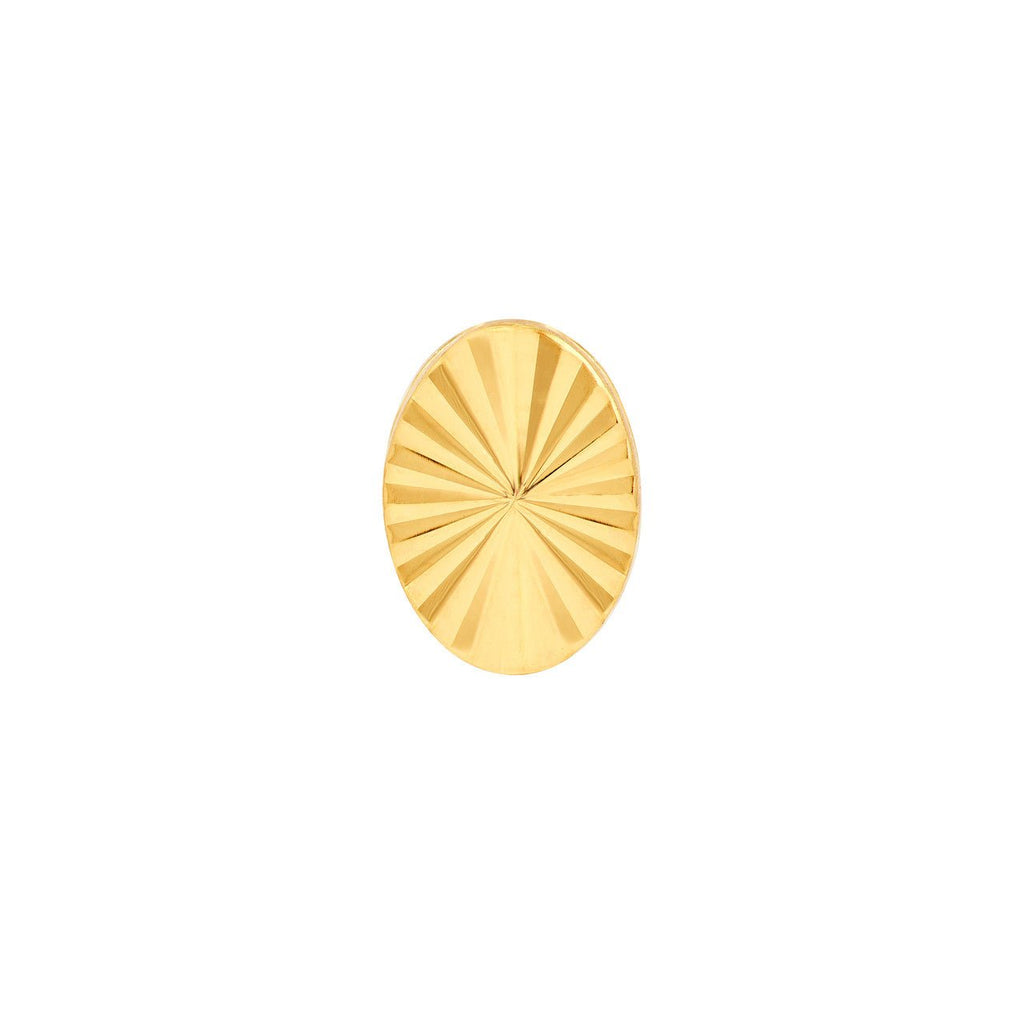14K Gold Fluted Oval Stud Earrings