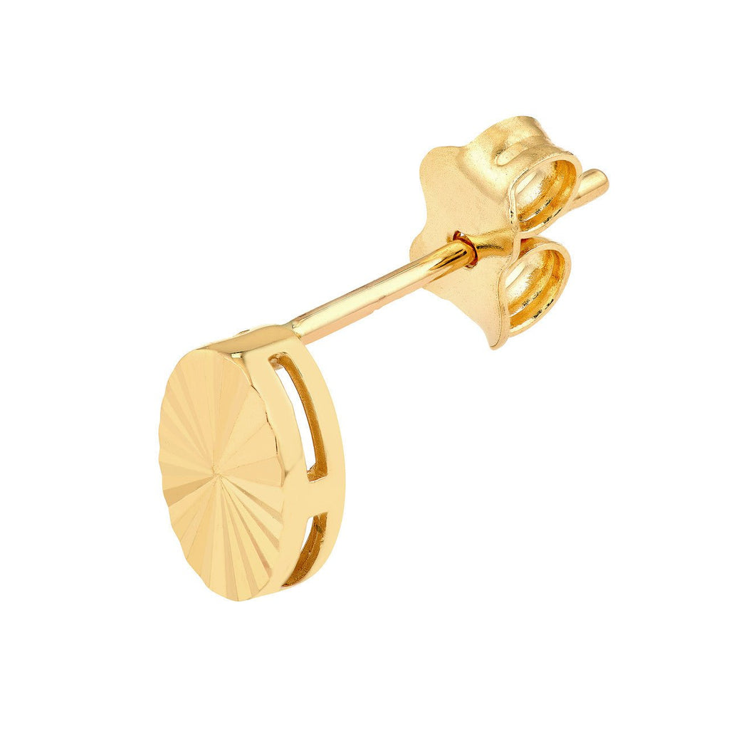 14K Gold Fluted Oval Stud Earrings