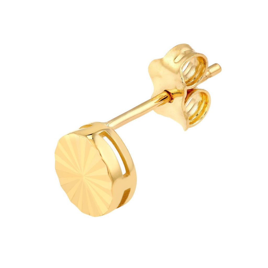 14K Gold Fluted Round Stud Earrings