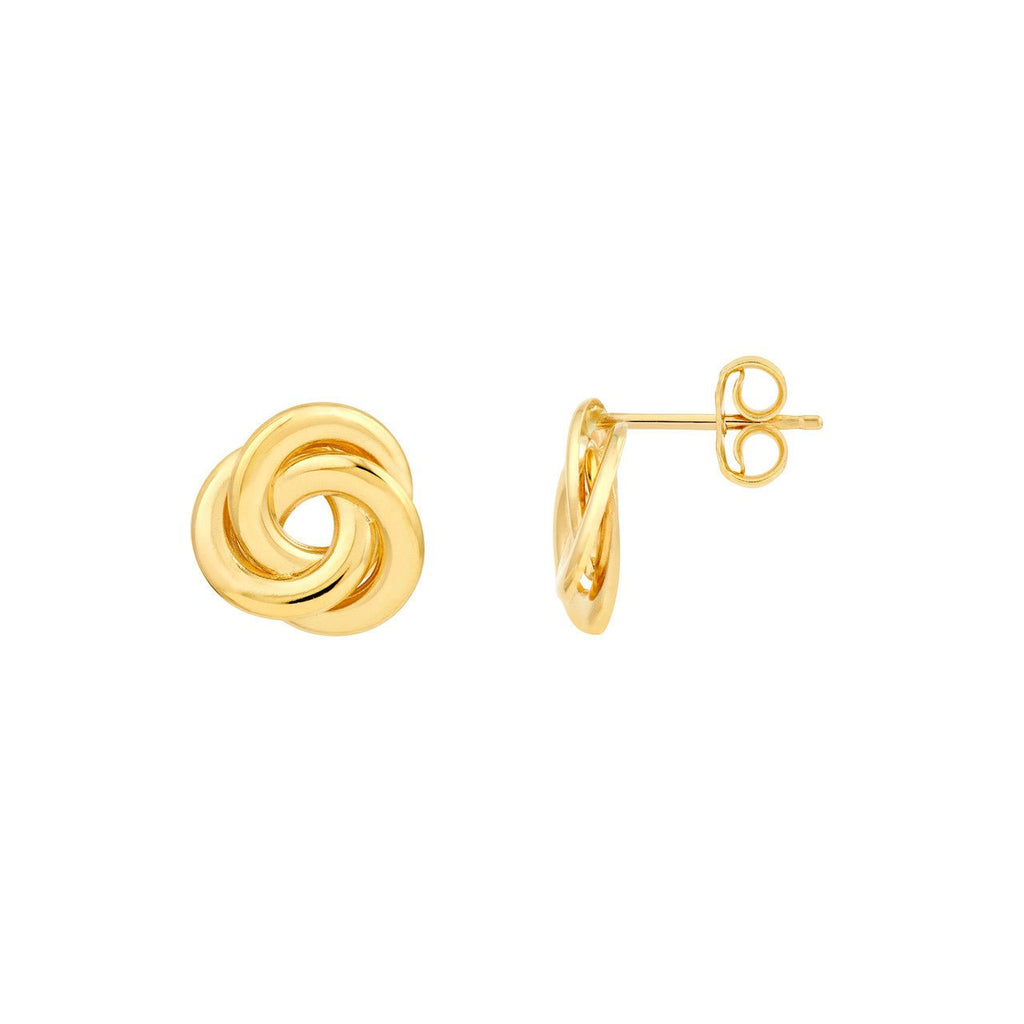14K Gold Open Tri Knot Love Stud Earrings