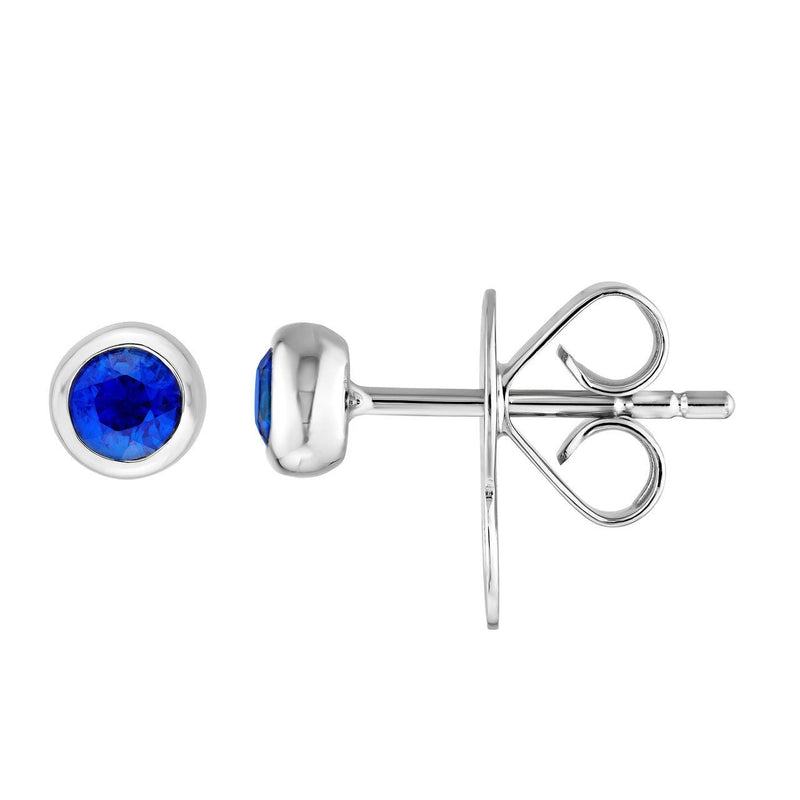 14K Gold 3MM Blue Sapphire Stud Earrings