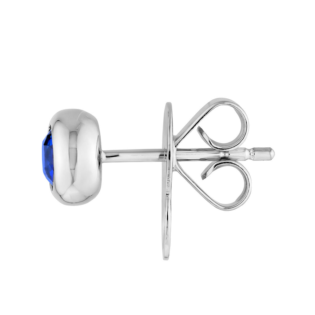 14K Gold 4MM Blue Sapphire Stud Earrings