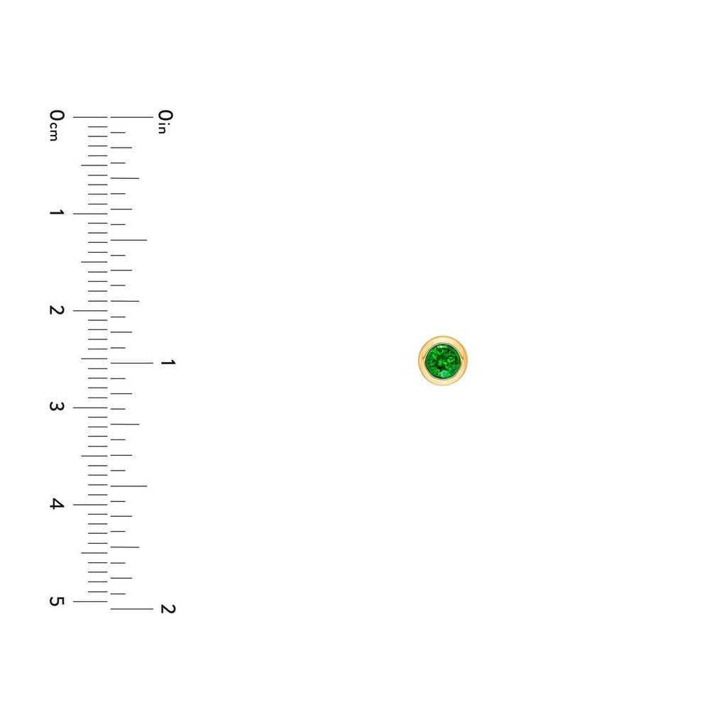 14K Gold 4MM Tsavorite Round Bezel Stud Earrings