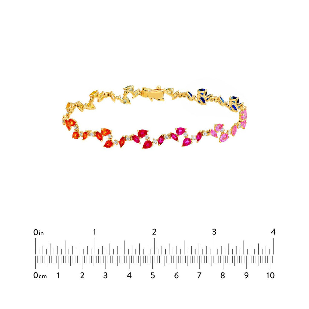 14K Gold Rainbow Sapphire Blossom Bracelet