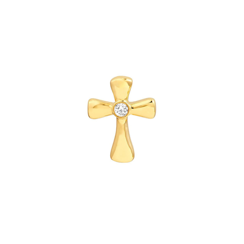 14K Gold Curvy Cross Diamond Stud Earrings