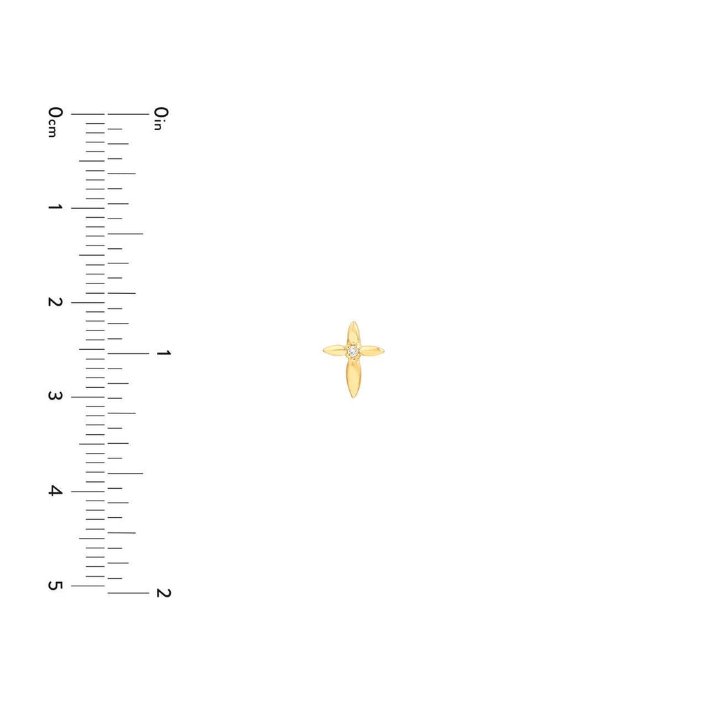 14K Gold Cross Petal Diamond Stud Earrings