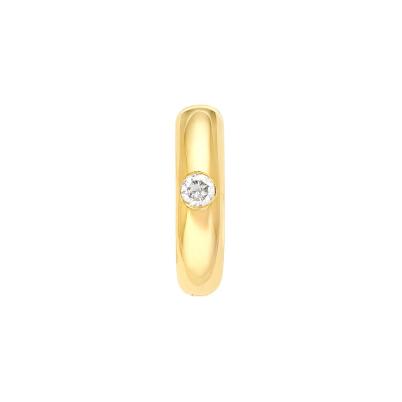 14K Gold 13MM Inset Diamond Round Hoop Earrings