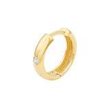 14K Gold 15MM Inset Diamond Round Hoop Earrings