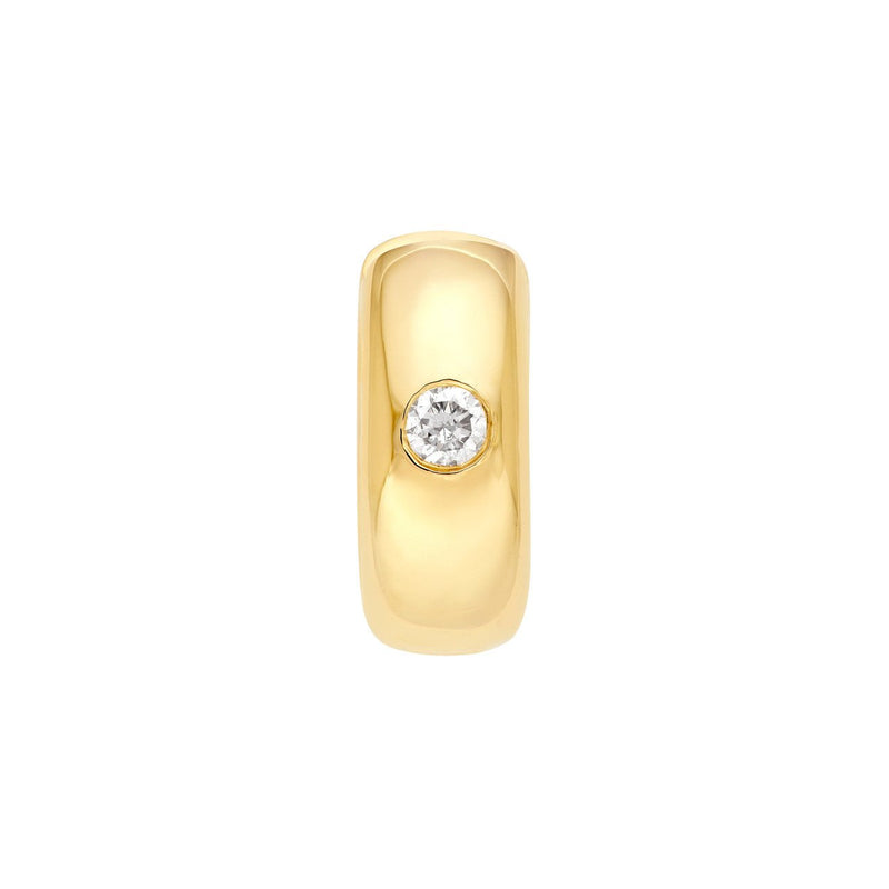 14K Gold 11MM Inset Diamond Round Hoop Earrings