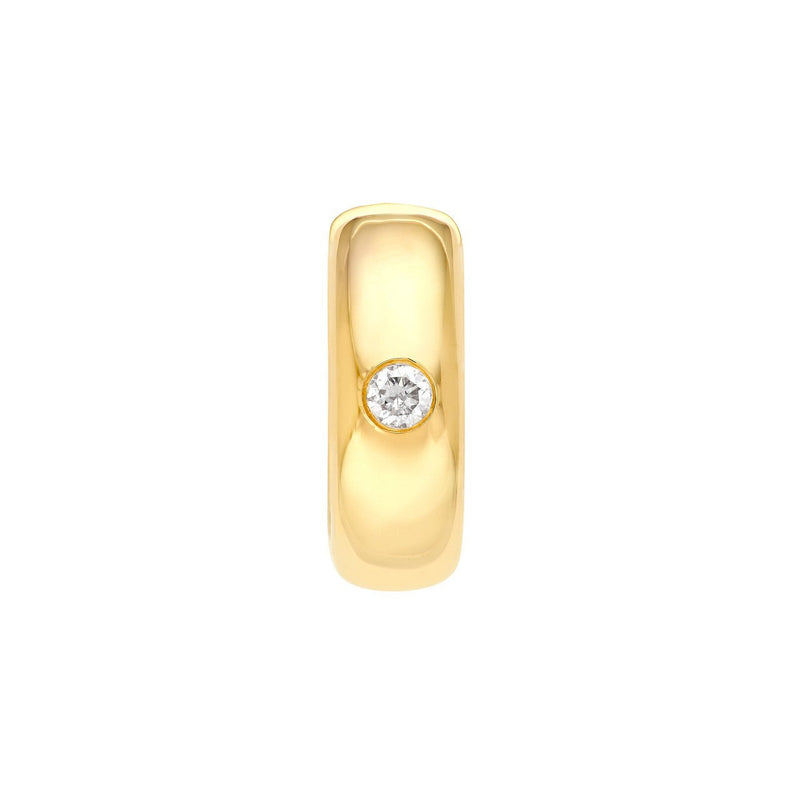 14K Gold 13MM x 4MM Inset Diamond Round Hoop Earrings
