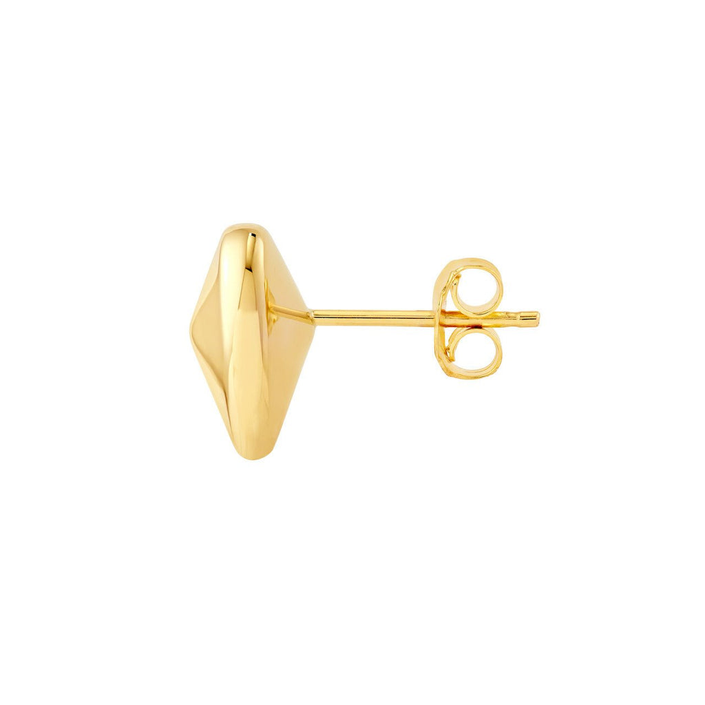 14K Gold Pointed Heart Stud Earrings