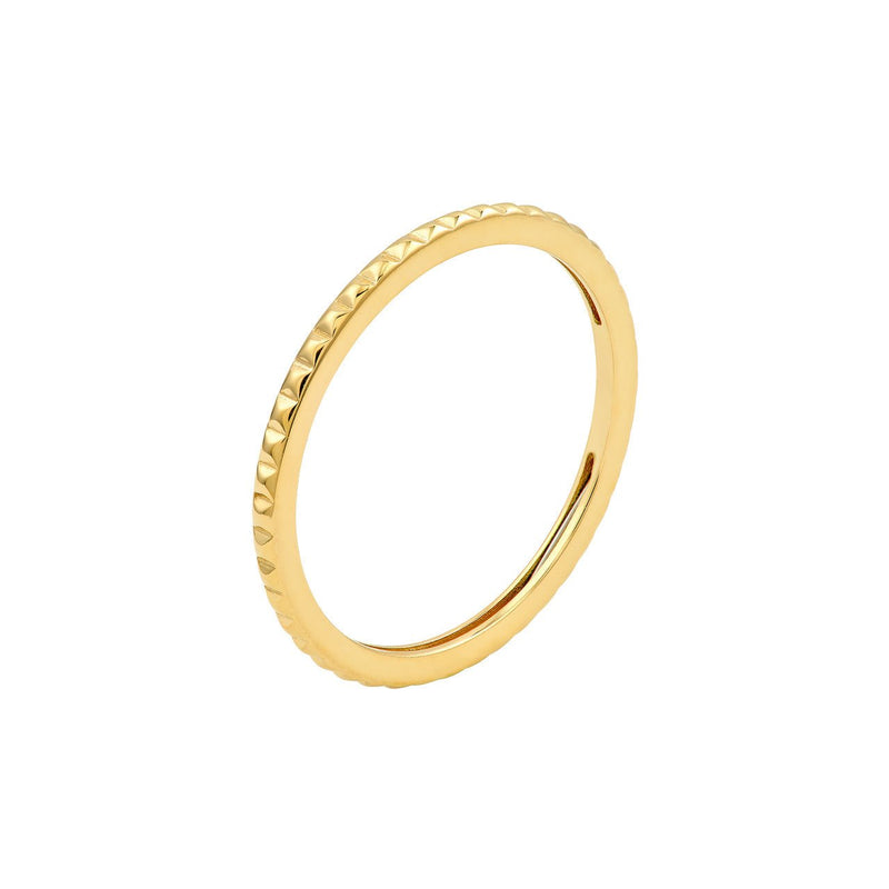 14K Gold Diamond Cut Mini Ribbed Band
