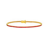 14K Gold 2MM Red Ruby Tennis Bracelet