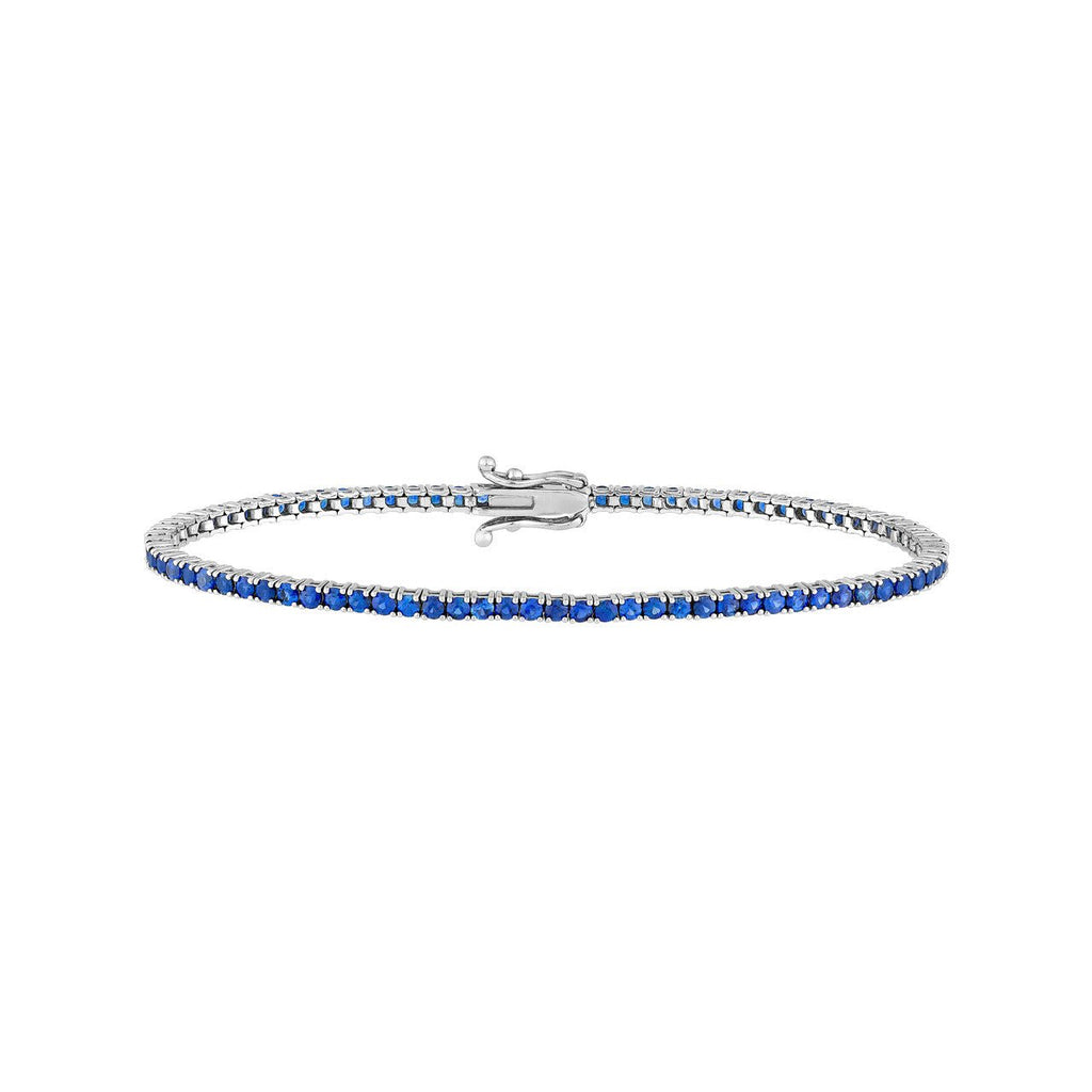 14K Gold Round Sapphire Tennis Bracelet