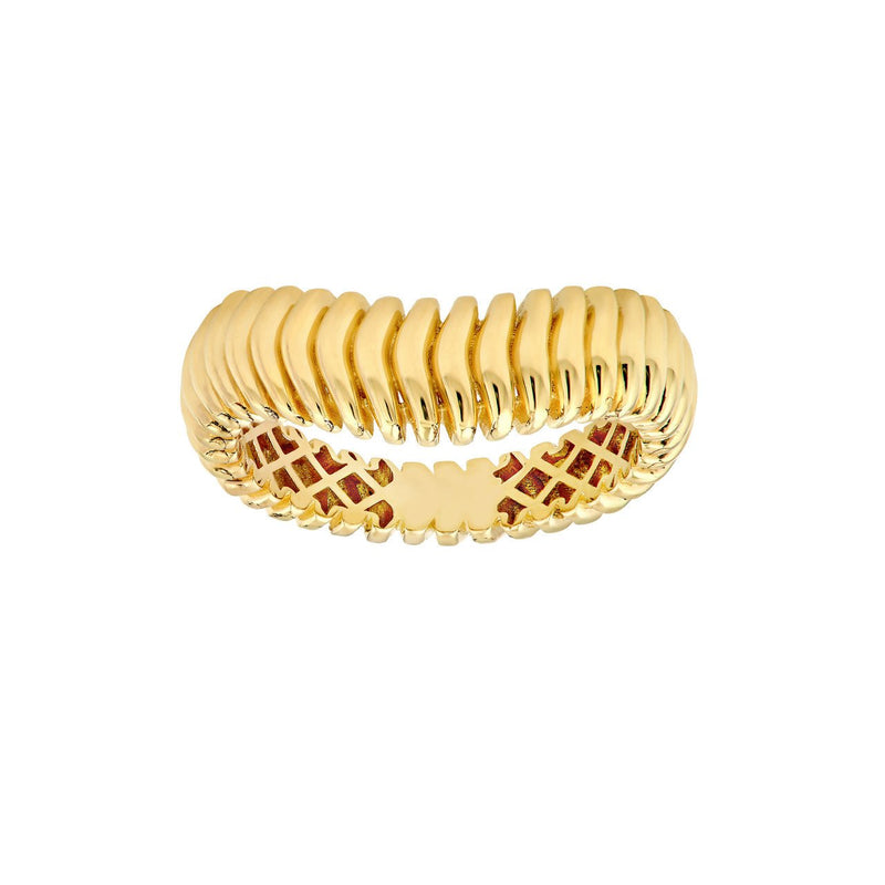 14K Gold Wavy Curve Ribbed Band
